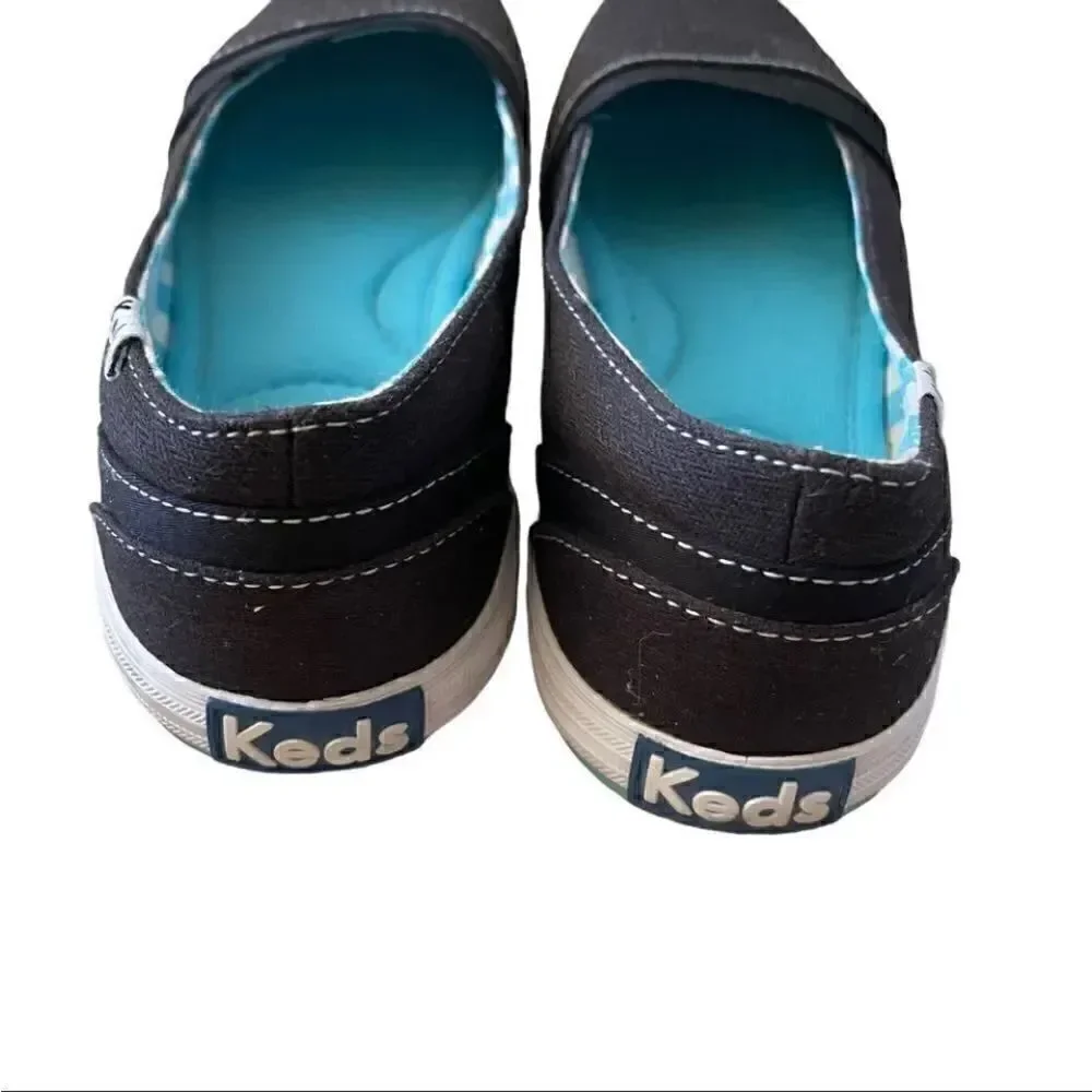 Keds Black Slip On Canvas Ortholite Flats Woman's Comfortable Shoes SZ 6